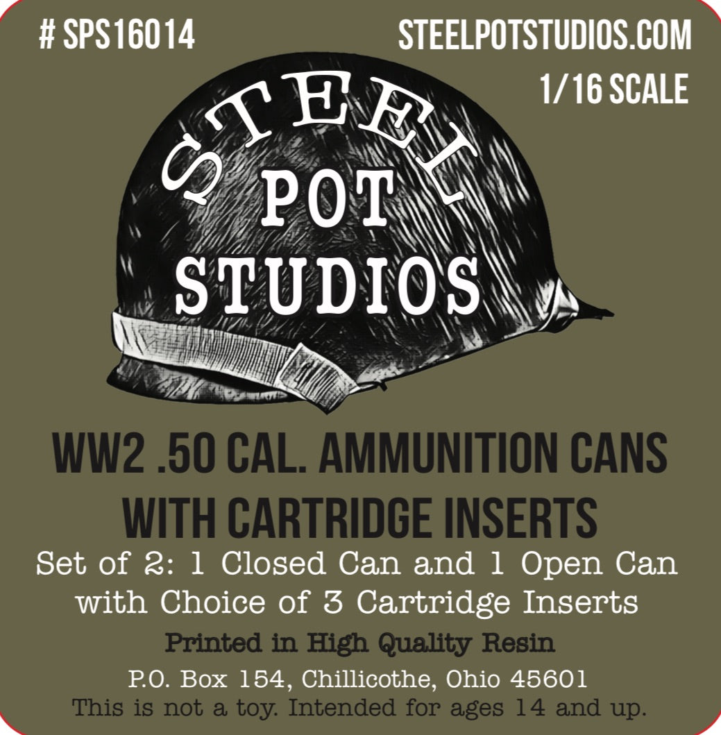 SPS16014  WW2 .50 Cal. Ammunition Cans With Cartridge Inserts (2 Pack)  1/16