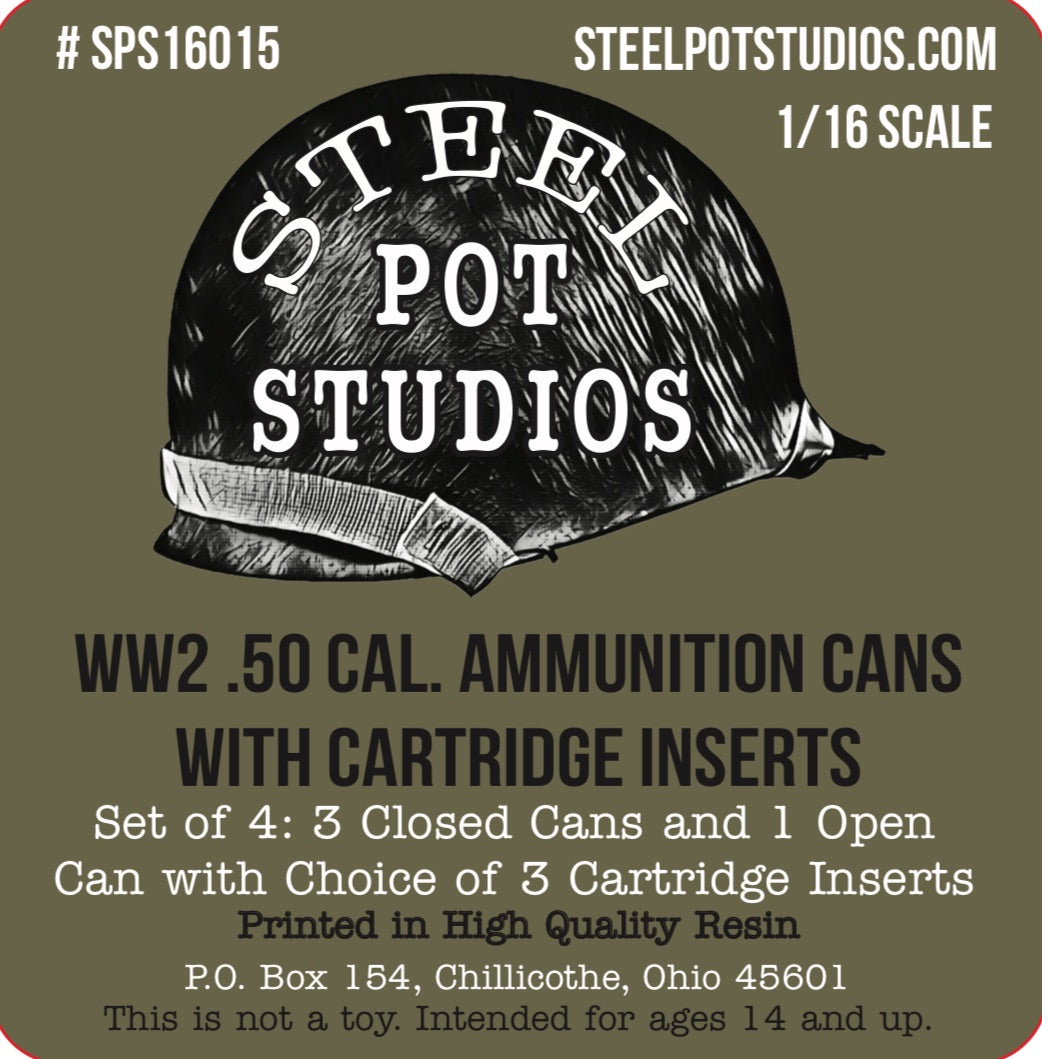 SPS16015  WW2 .50 Cal. Ammunition Cans  With Cartridge Inserts (4 Pack)  1/16