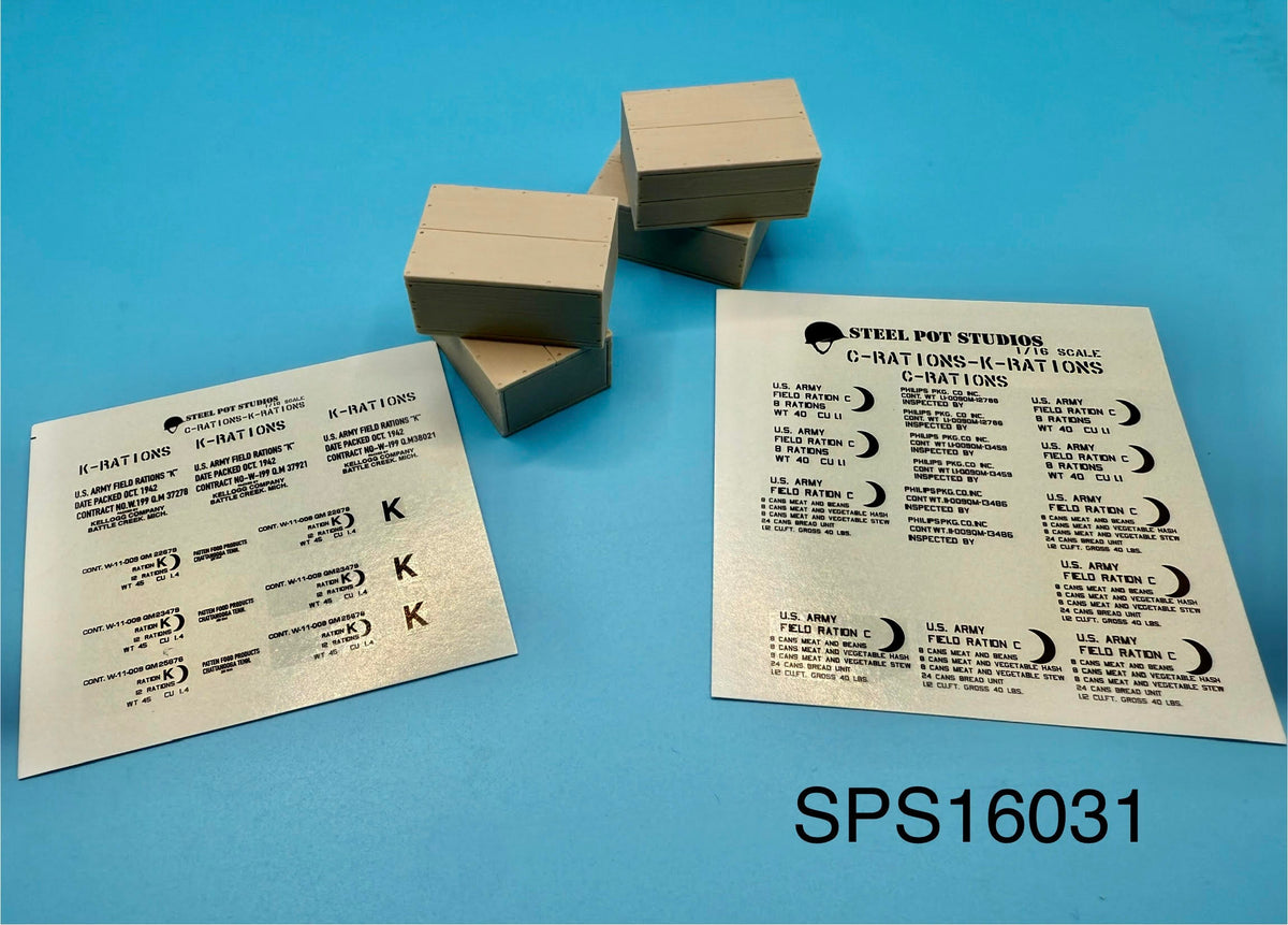 C Ration Crate SPS16031 U.S. WW2 C Ration & K Ration Crates 1/16 – Steel Pot Studios