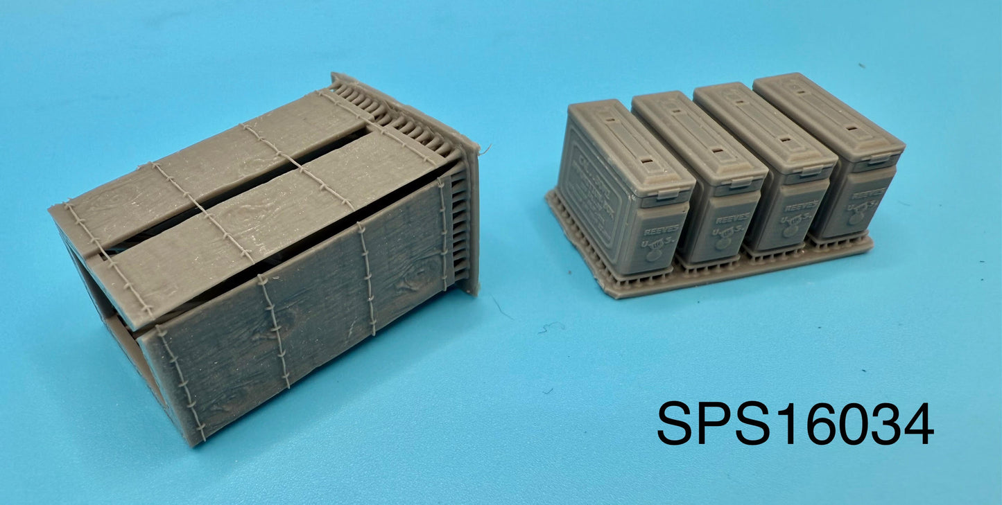 SPS16034  U.S. WW2 .30 Cal Ammo Cans and Crate  1/16