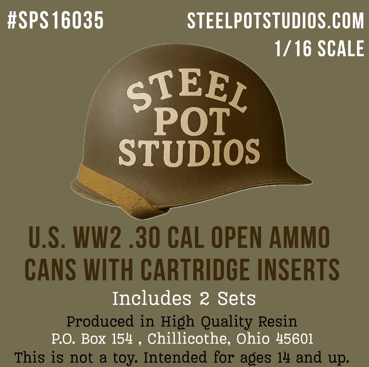 SPS16035  U.S. WW2 .30 Cal Open Ammo  Cans with Cartridge Belt Insert  1/16